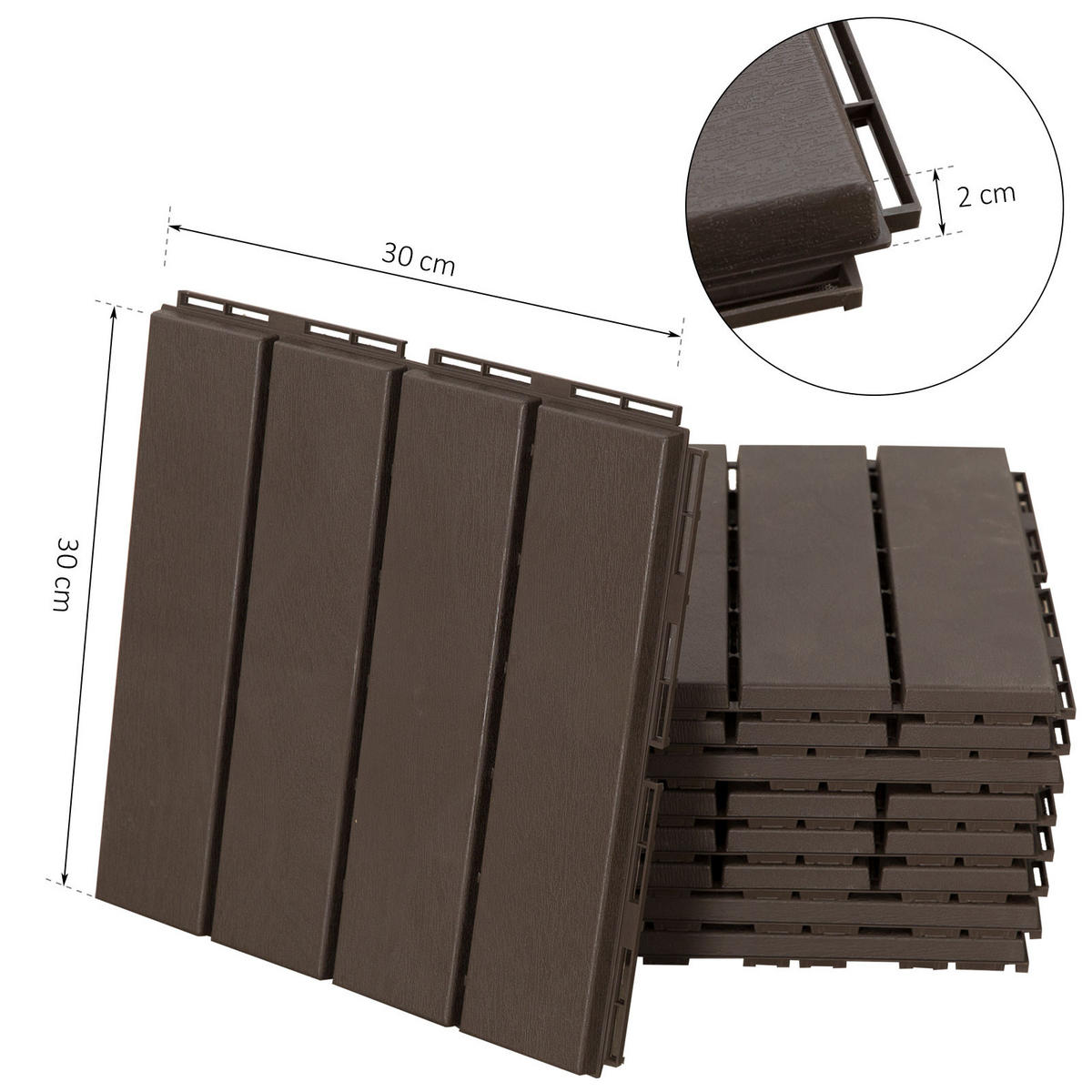 TERRASSENPLATTEN 9er-Set DE-13734 Schokoladenbraun - Braun, Kunststoff (30/30/2cm) - ComfortXL