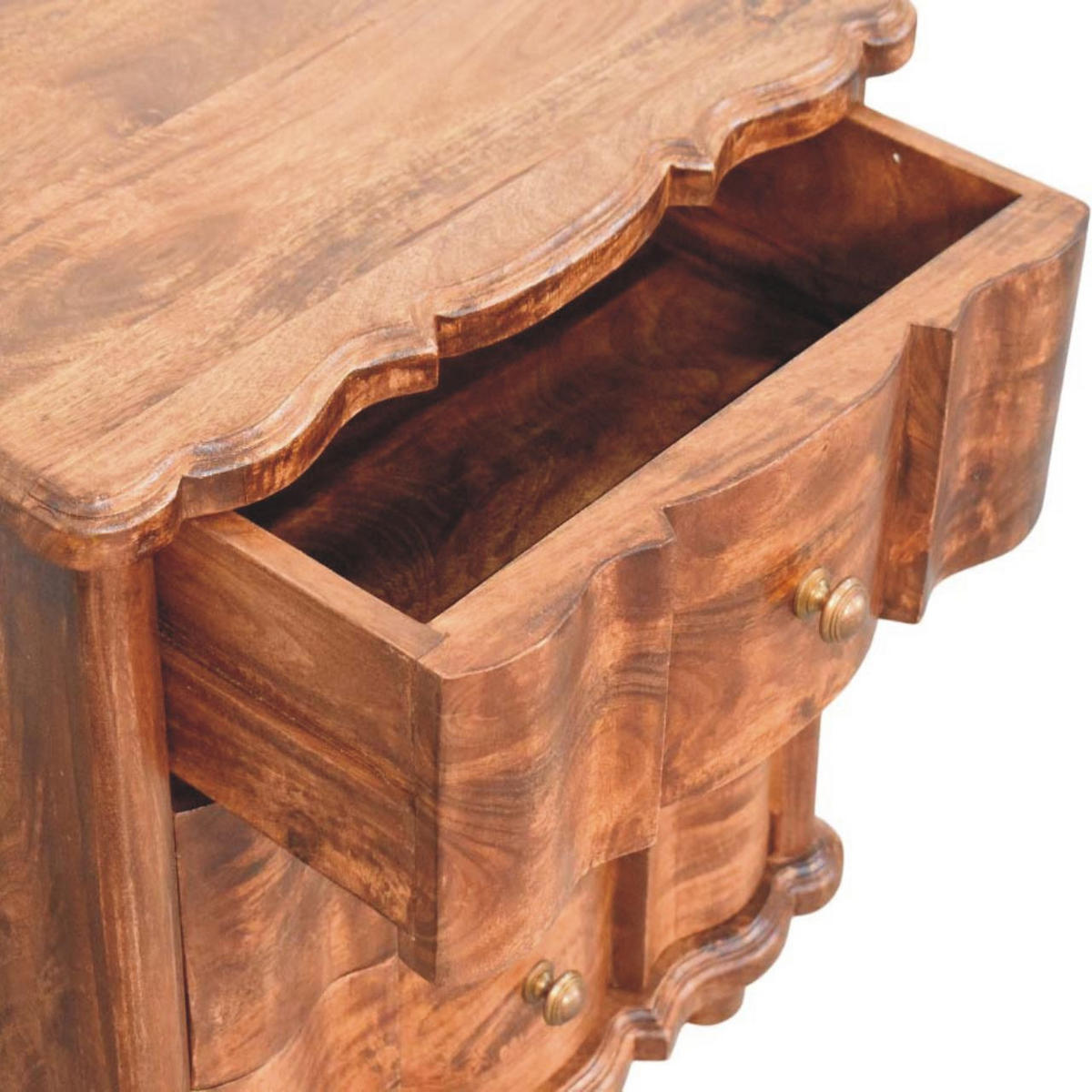 NACHTKASTEN Valencia, 3 Schubladen, Dunkelbraun - Dunkelbraun/Messingfarben, Holz/Metall (55/63/40cm) - Artisan Furniture