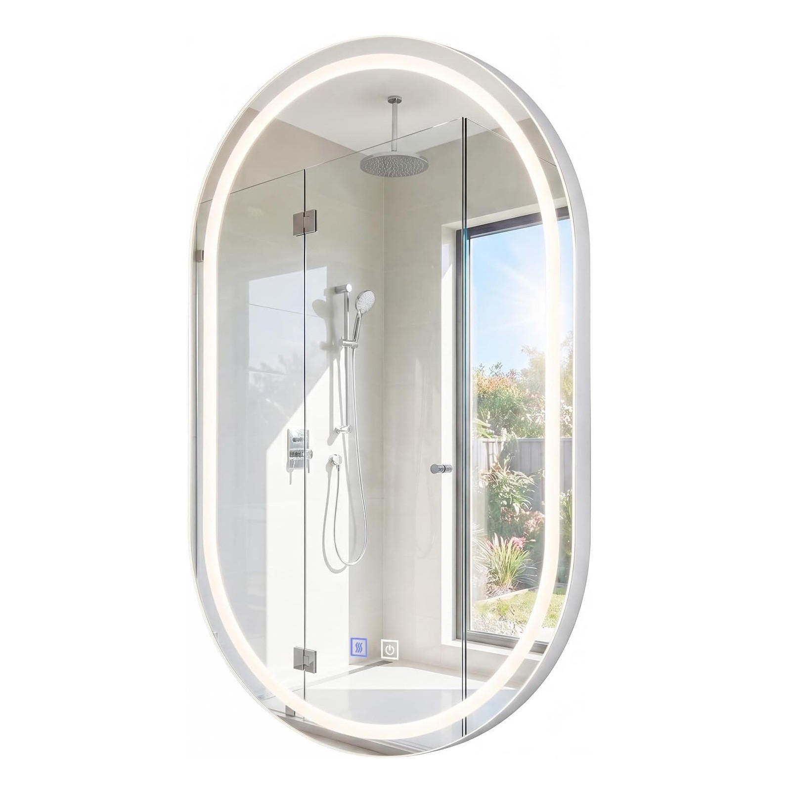 BADEZIMMERSPIEGEL oval silber - Silberfarben, Glas (50/80/4cm) - COSTWAY