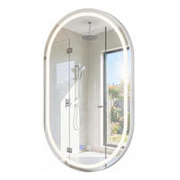 BADEZIMMERSPIEGEL oval silber - Silberfarben, Glas (50/80/4cm) - COSTWAY
