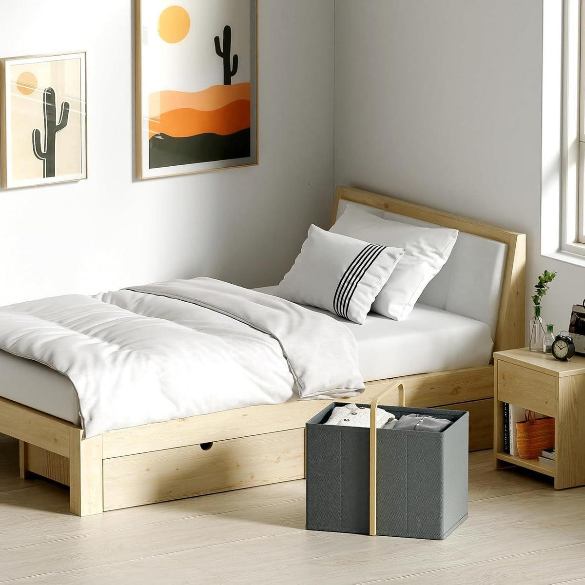 WÄSCHEKORB faltbar 65L Bambus-Stoff Dunkelgrau - Anthrazit, Textil (33/44/44cm)