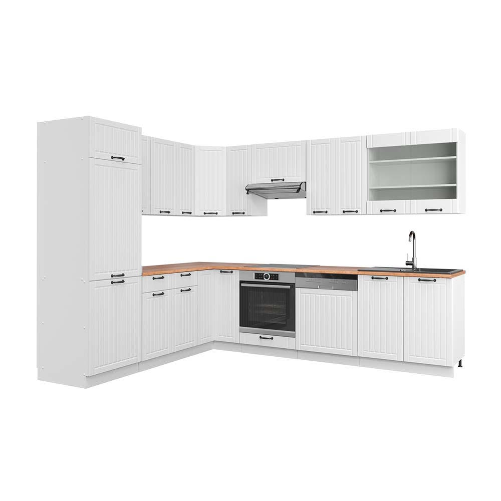 ECKKÜCHE Fame-Line Weiß Landhaus/Weiß 227 x 287 cm, AP Eiche - Creme/Weiß, Holzwerkstoff (287/81.6/60cm) - Vicco