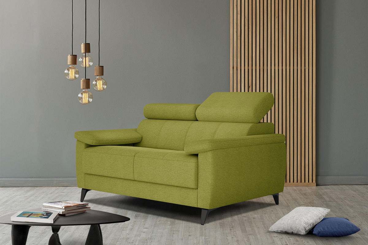 SOFA TAUNUS 2-Sitzer, limette - Limette/Schwarz, Holzwerkstoff/Textil (141/80/102cm) - Courtois Laville