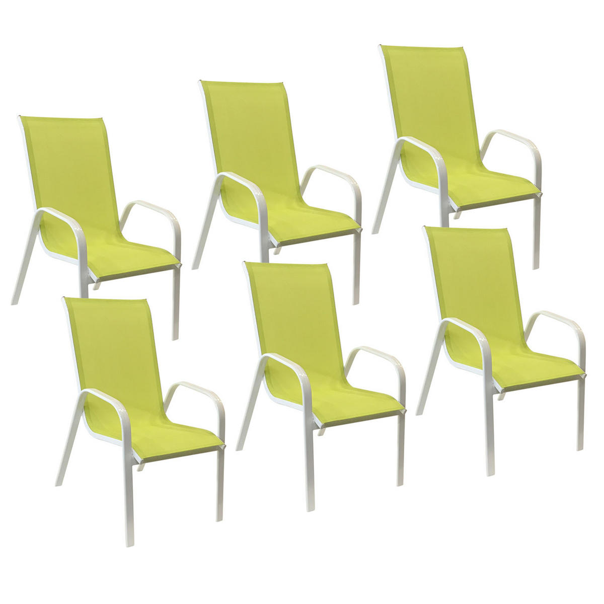 GARTENSTÜHLE Marbella Grün und Weiß 6er-Set - Grün, Kunststoff (56.5/92.5/76cm) - Happy Garden