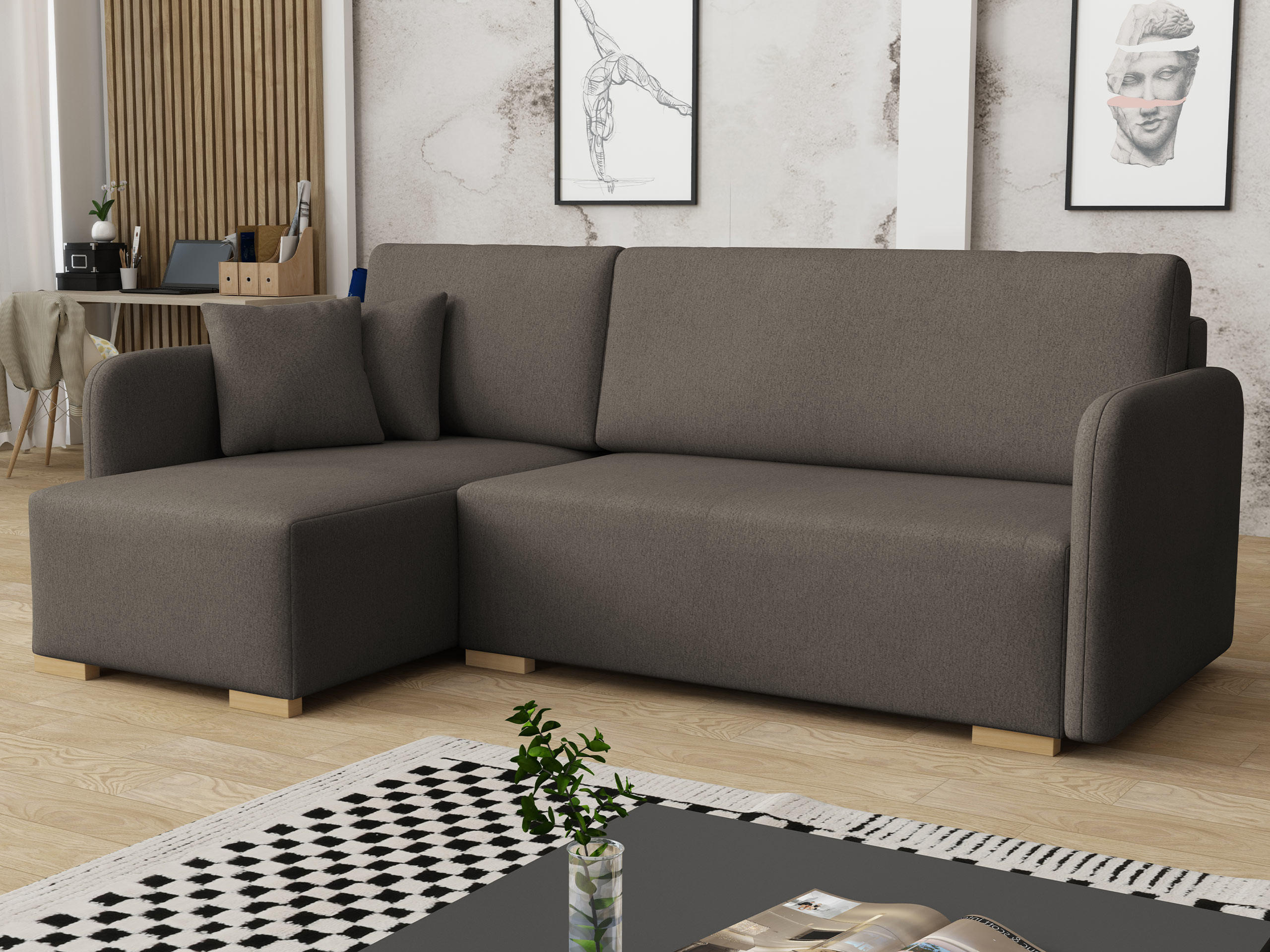 ECKSOFA Como L - Naturfarben/Braun, Holz/Textil (220/140cm) - MIRJAN24