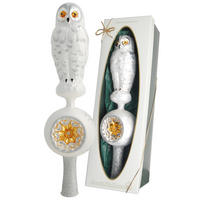 CHRISTBAUMSCHMUCK Schnee-Eule Eislack Weiß 32cm (Glas / 1 Stk.) - Weiß, Glas (9/32/8cm) - Krebs Glas Lauscha