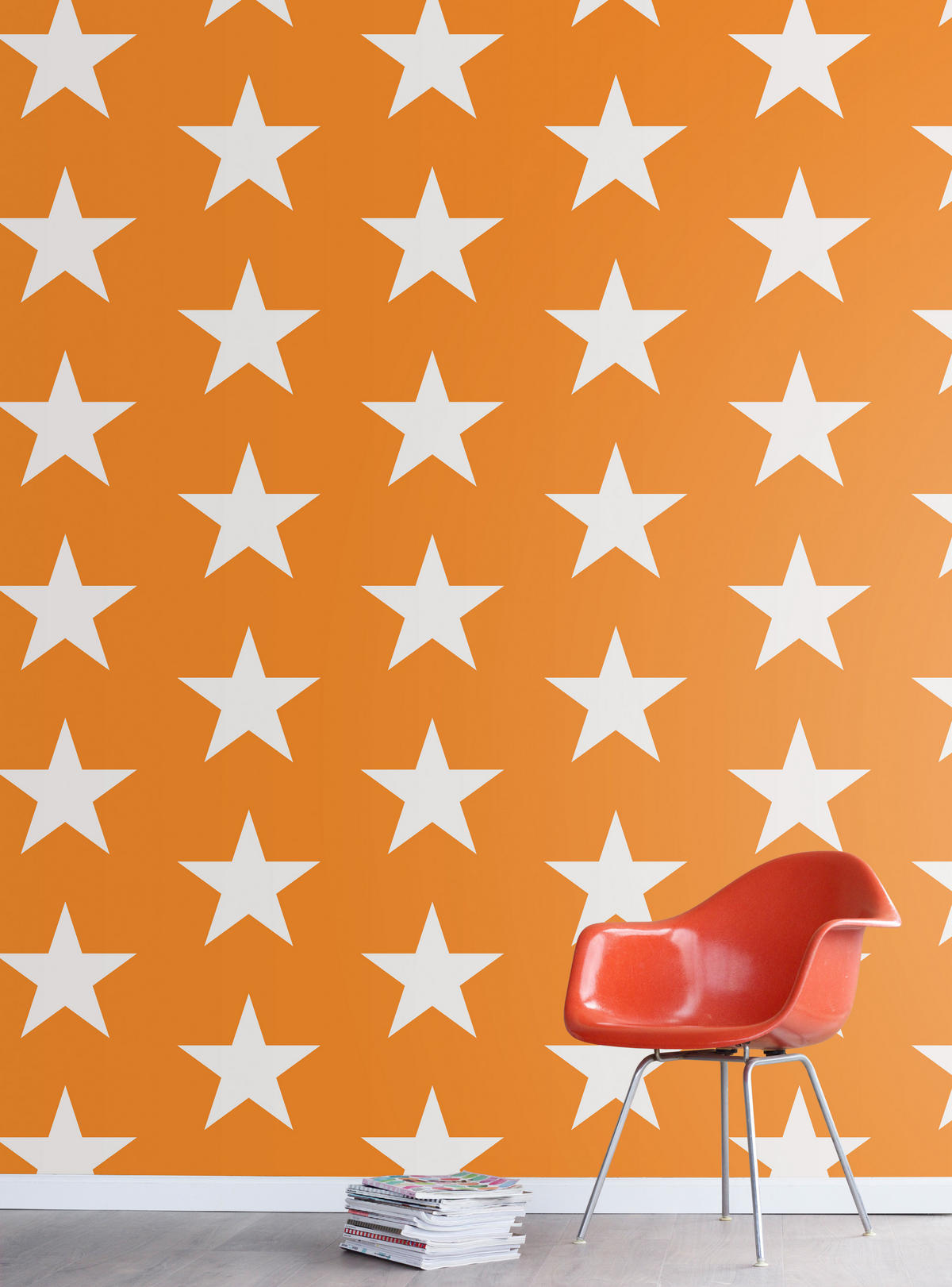 TAPETE Sterne 53 cm x 10.05 m - Orange, Papier (53/0.1cm) - ESTAhome