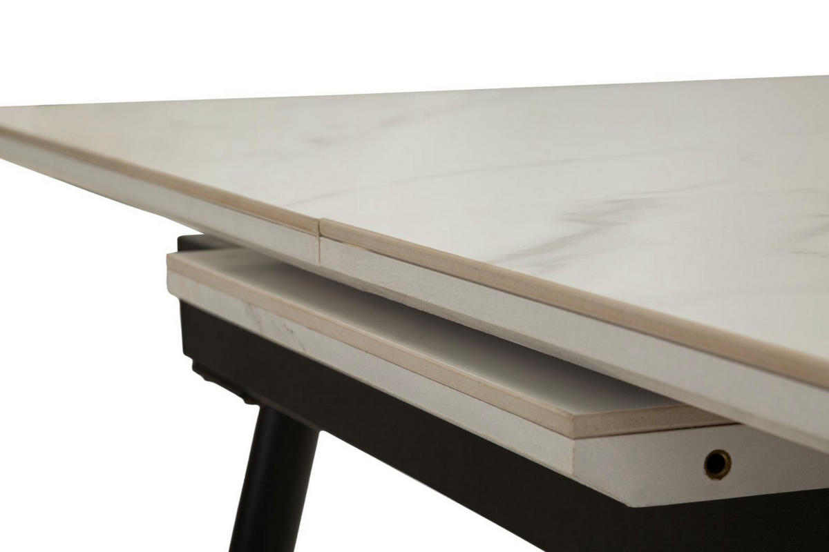 ESSTISCH Matt, schwarz und weiß, Metall und Keramik, 120 x 80 x 75 cm - Schwarz/Weiß, Keramik/Metall (80/120/75cm) - Mauro Ferretti