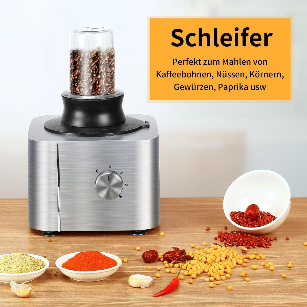KÜCHENMASCHINE MULTIFUNKTIONAL 1100W Edelstahl 40,7/27,2/40,7 cm - Silberfarben, Metall (27.2/40.71/40.71cm) - Rolipo