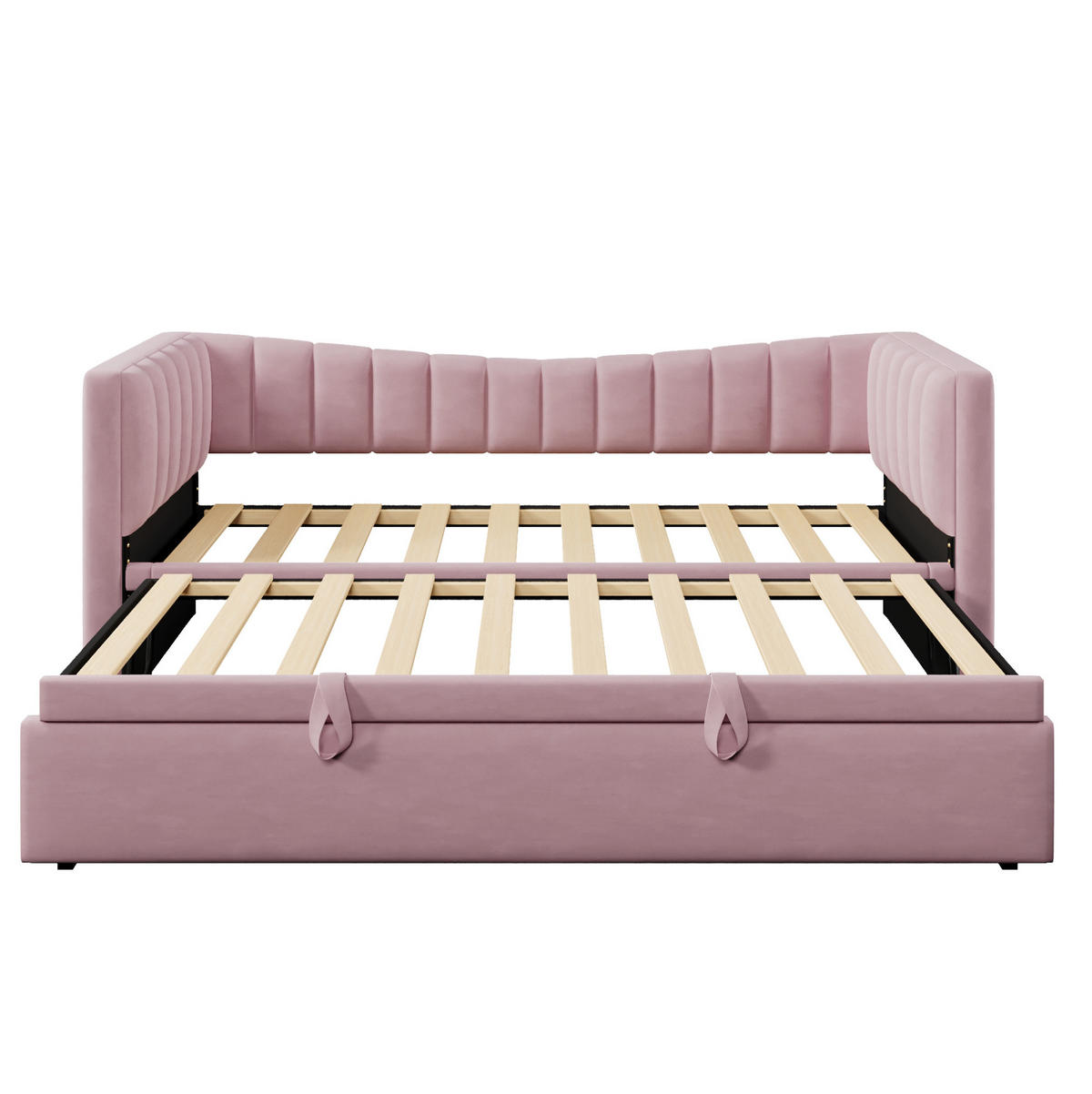 SAMT-POLSTERBETT 90/200 cm mit Ziehbett in Rosa - Rosa, Textil (180/200cm) - BEAOK