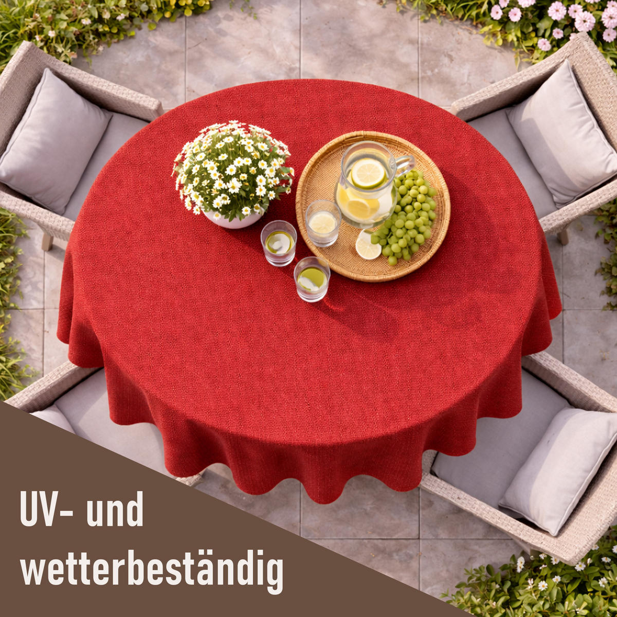 TISCHDECKE Garten Weichschaum Ø160cm - Rot - Rot, Kunststoff (160/160cm) - Bestlivings