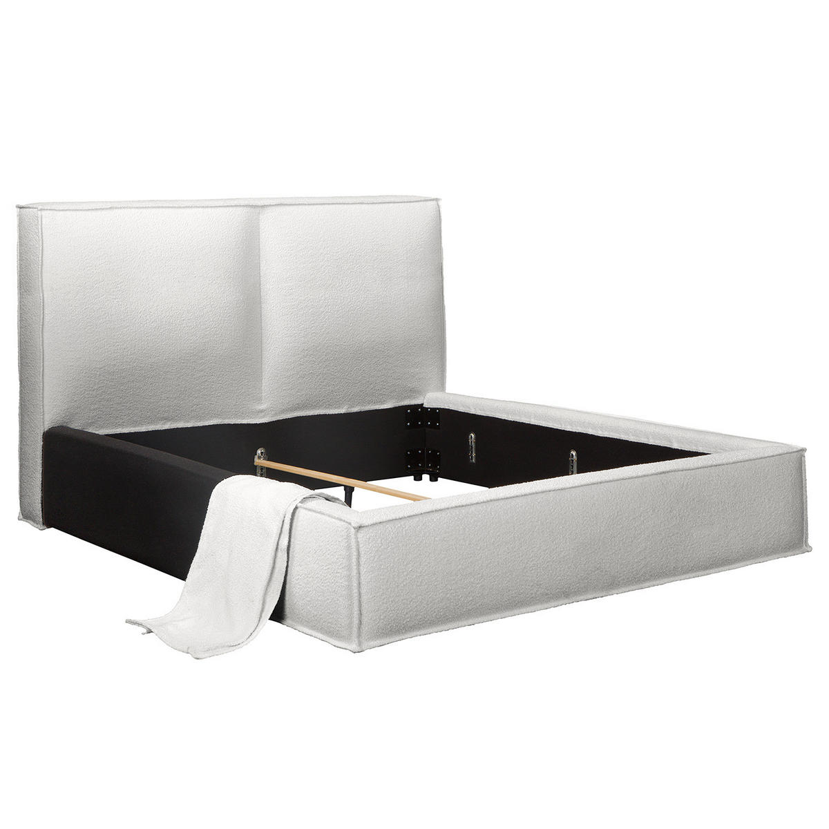 POLSTERBETT - Hellgrau, Textil (220/200cm) - home24