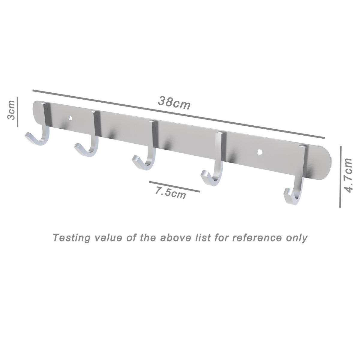 HAKENLEISTE 38.1/4.7/4.7 cm - Silberfarben, Metall (4.7/4.7/38.1cm) - Intirilife