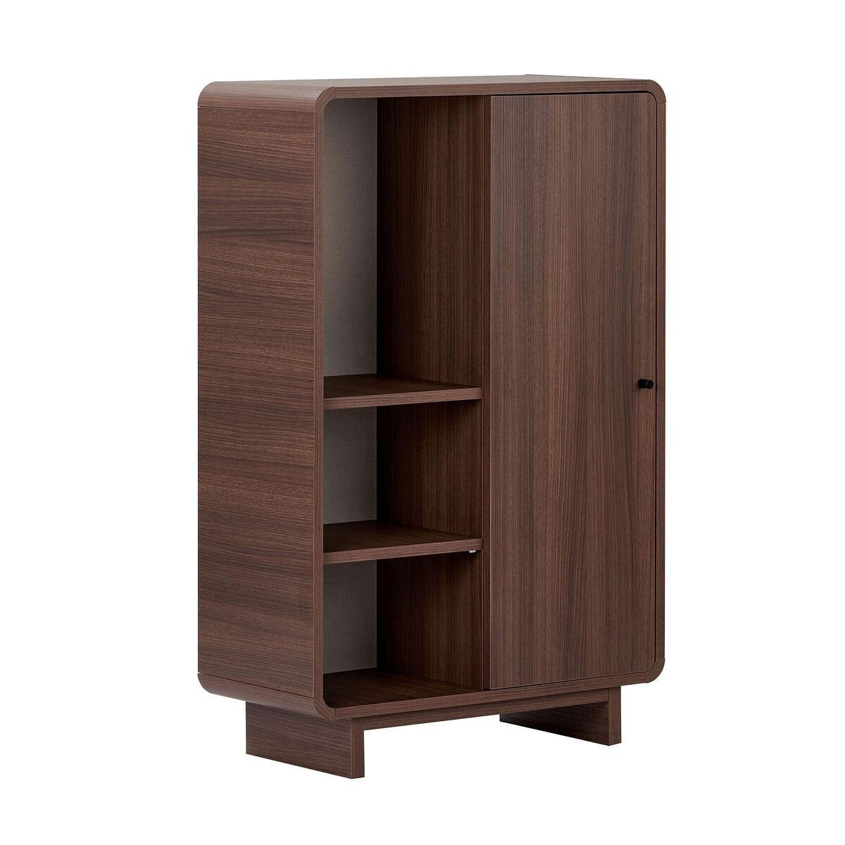 HOHE ANRICHTE 1 Tür 3 offenen Fächern mit abgerundeten Kanten 34/110/70 cm - Naturfarben, Holzwerkstoff (34/110/29cm) - Calicosy