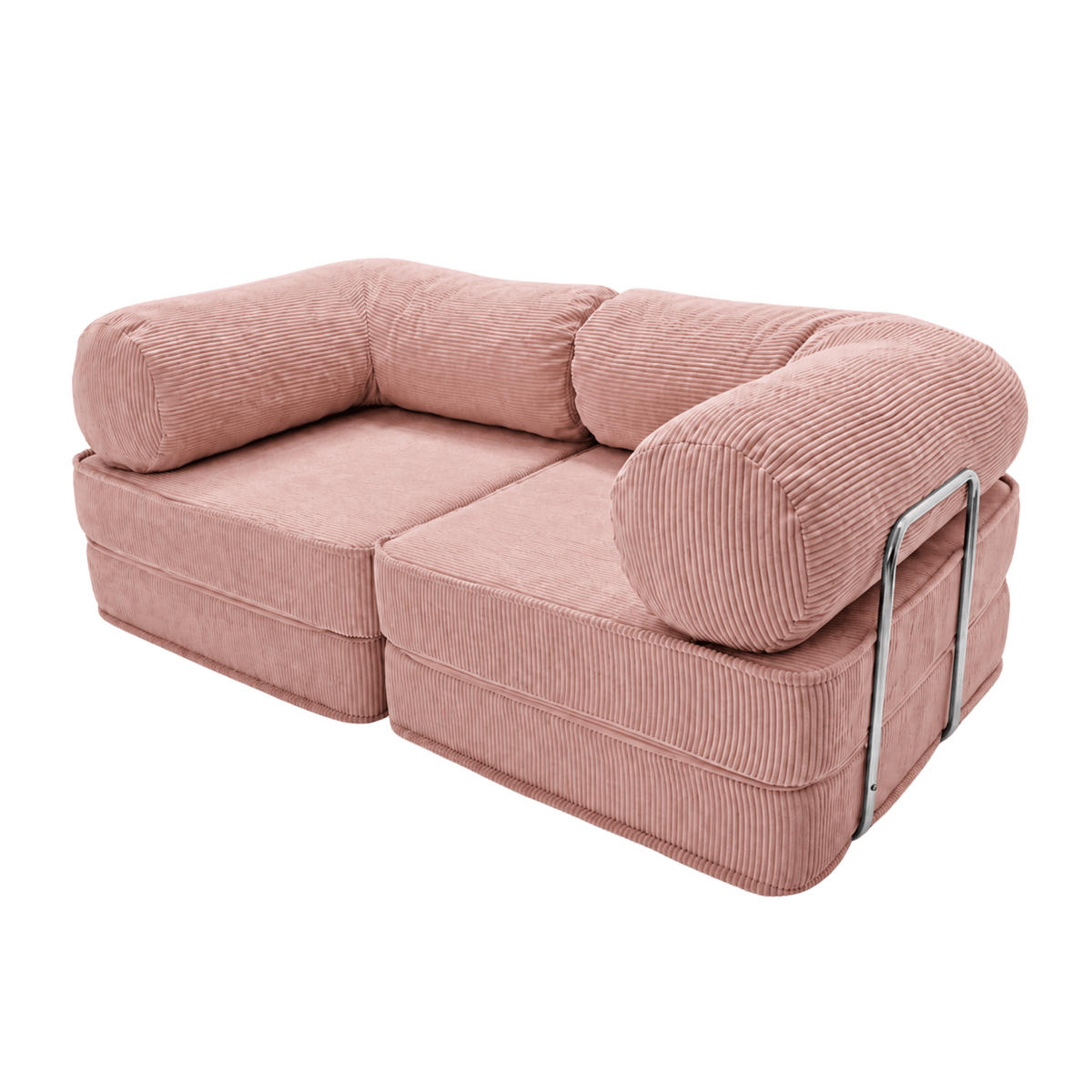 SOFA SURB Duo 100 Schlafsofa 2-Sitzer Rosa 200/100 cm - Chromfarben/Rosa, Textil/Metall (200/70/100cm) - SURB