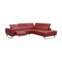 ECKSOFA Predator Echtleder mit 1 x Relaxfunktion Rot - Rot, Leder/Metall (270/230cm)