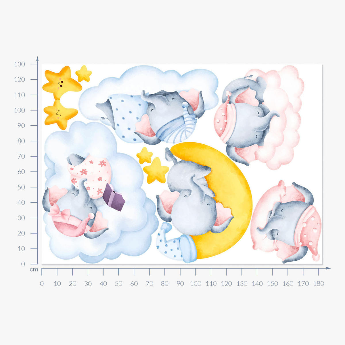 WANDAUFKLEBER 130x182cm - Pastellfarbener Nachthimmel - Multicolor, Kunststoff (130/182/0.1cm) - Wallfluent