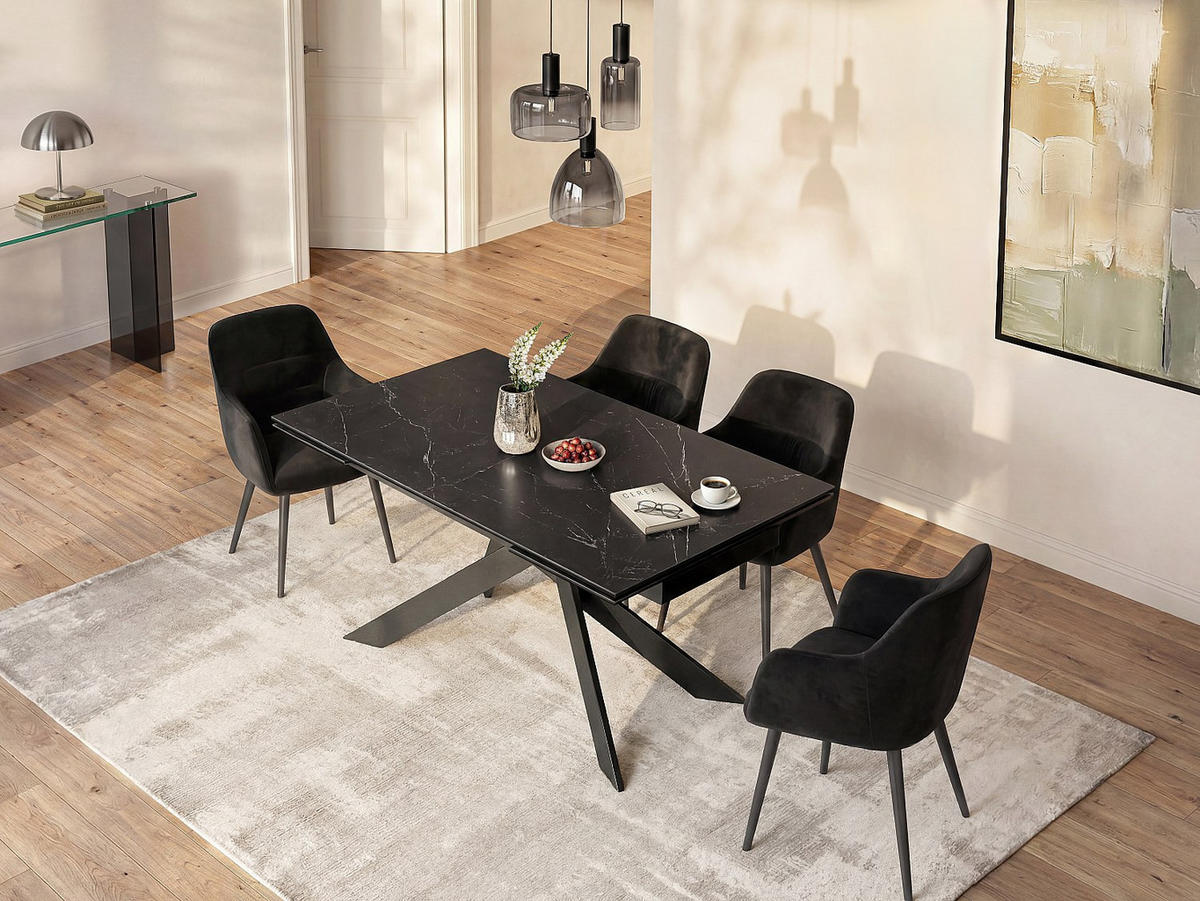ESSTISCH - 6 Personen, 8 Personen, 10 Personen - Glas, Keramik - Schwarz COREMA - Schwarz, Glas/Keramik (90/200/76cm) - Vente-Unique