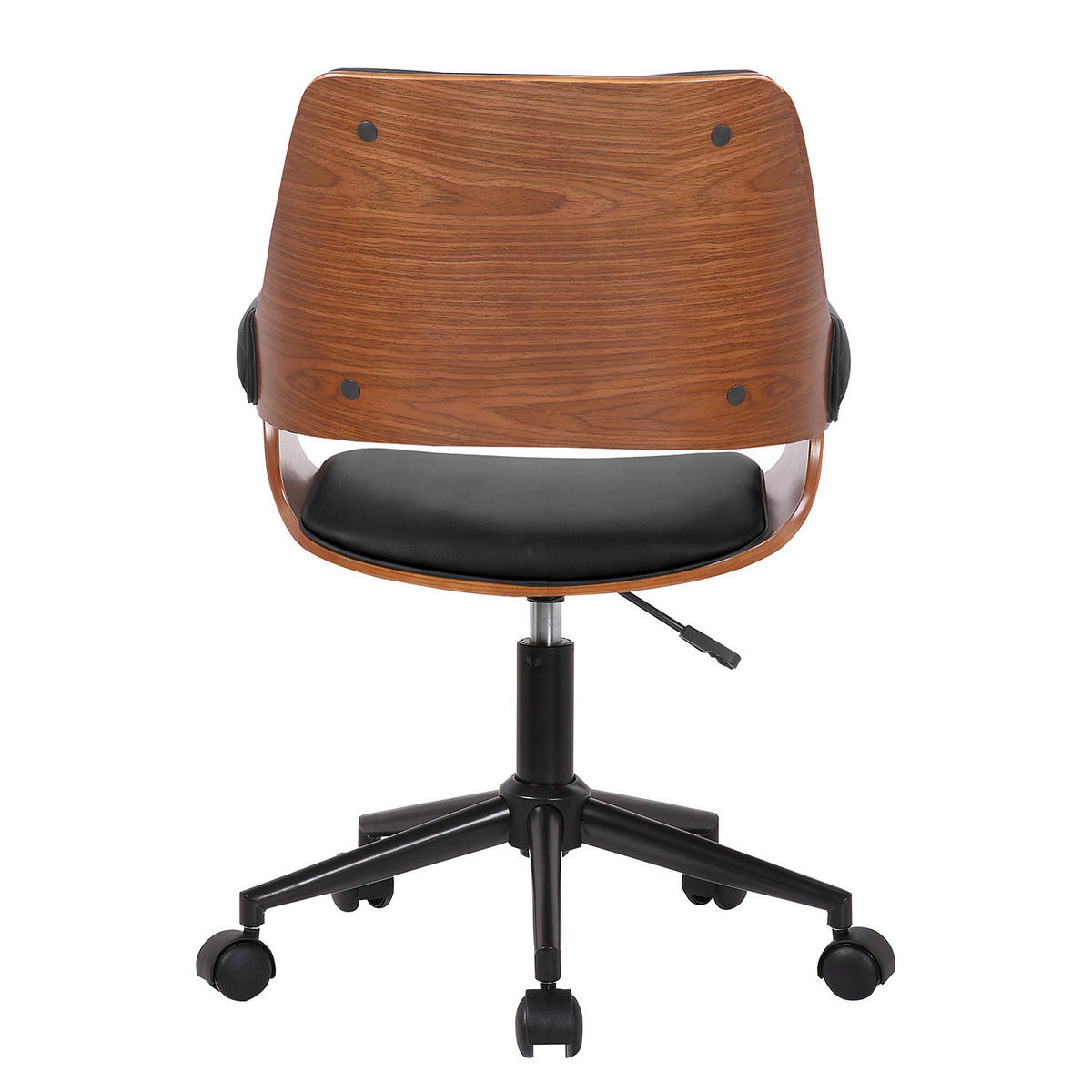 BÜROSTUHL - Kunstleder, Schwarz / Walnuss - Schwarz, Kunststoff (54/81/59cm) - home24