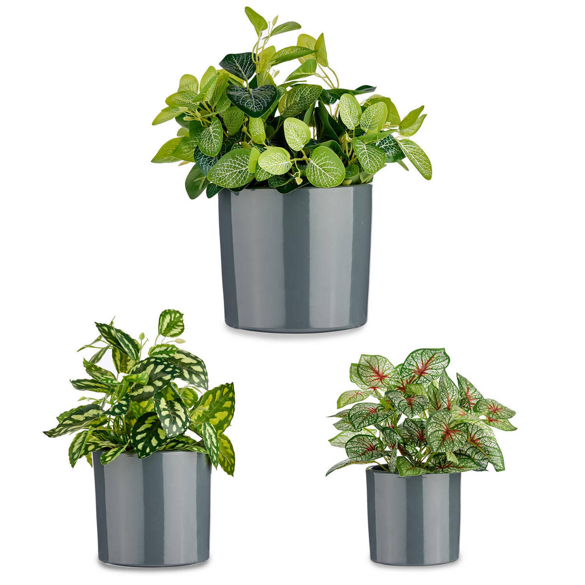 BLUMENTÖPFE Keramik 3er-Set - Anthrazit, Keramik (22/19cm)