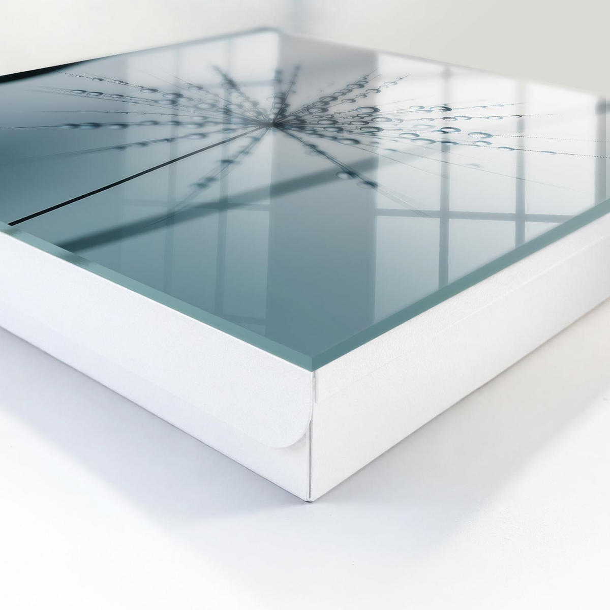 SCHLÜSSELBOX Weiß 30x30 cm – Türöffnung nach rechts - Löwenzahn und Wassertropfen - Grau, Metall (30/30/5cm) - TULUP