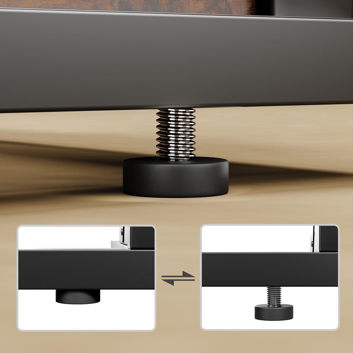BEISTELLTISCH in Braun mit Metallrahmen und verstellbaren Füßen für Wohnzimmer, B60/T37/H71 cm - Schwarz/Braun, Holzwerkstoff/Metall (37/60/71cm) - STILVORA