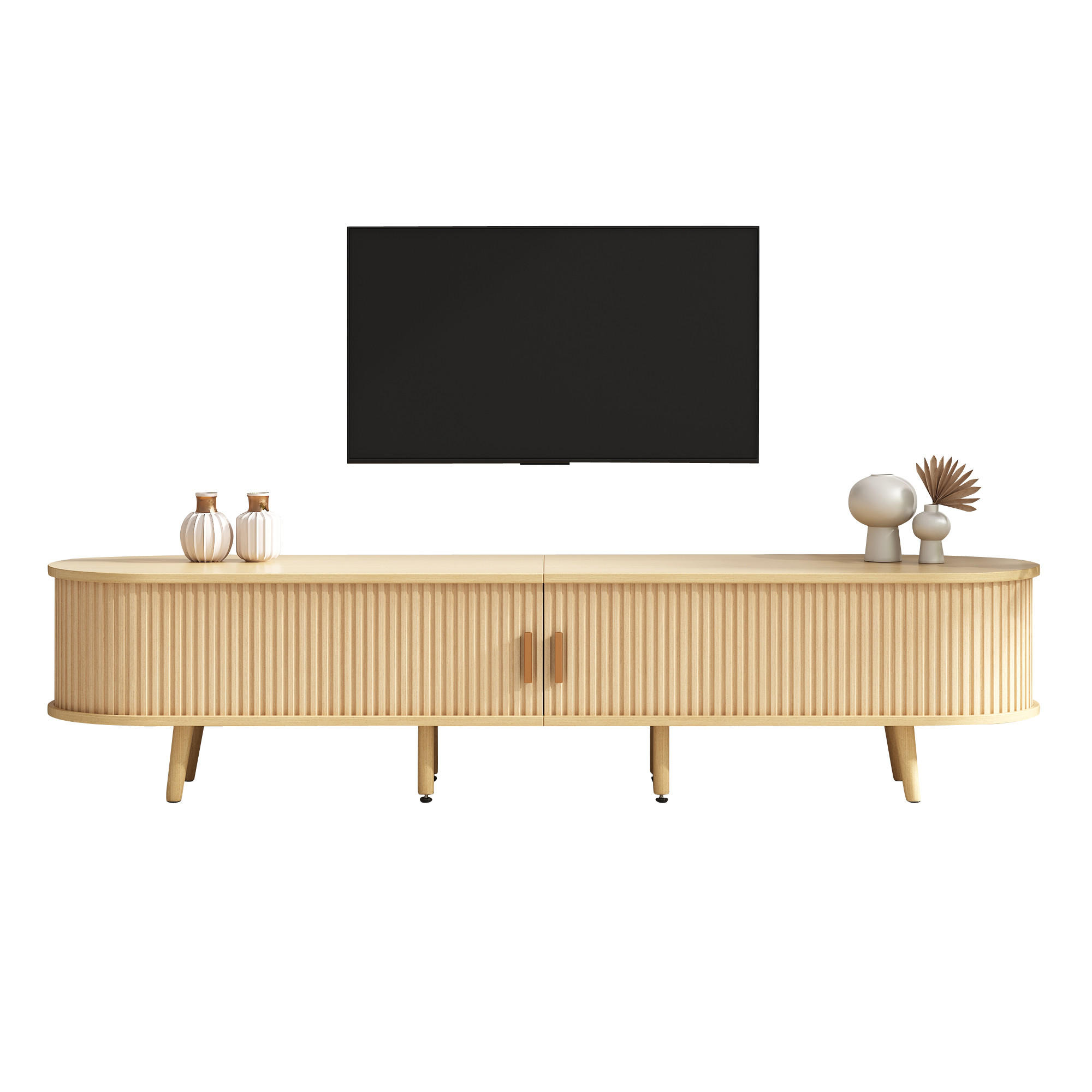 TV-SCHRANK 175/40/42 cm helles Walnussholz MDF mit 2 Schubladen und Schiebetüren - Alteiche, Holzwerkstoff (175/42/40cm) - OKWISH