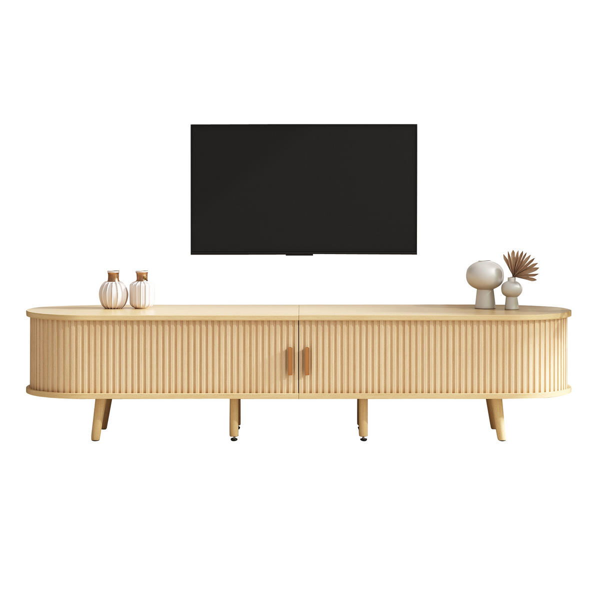 TV-SCHRANK 175/40/42 cm helles Walnussholz MDF mit 2 Schubladen und Schiebetüren - Alteiche, Holzwerkstoff (175/42/40cm) - OKWISH