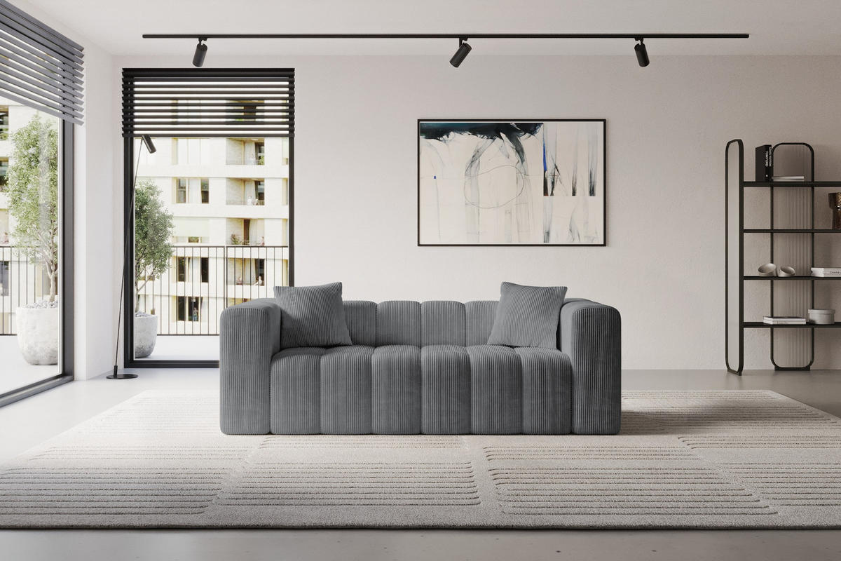 SOFA 2-Sitzer DONY-2 232x90x71 cm Dunkelgrau Cord - Dunkelgrau/Anthrazit, Holzwerkstoff/Kunststoff (232/71/90cm) - ALTDECOR