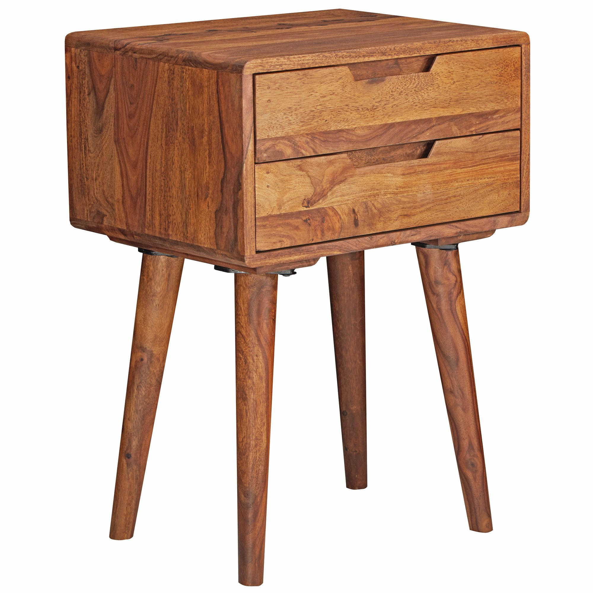 NACHTTISCH – Massivholz, 47x66x36 cm, 2 Schubladen, Landhausstil - Braun, Holz (47/66/36cm) - KADIMA DESIGN