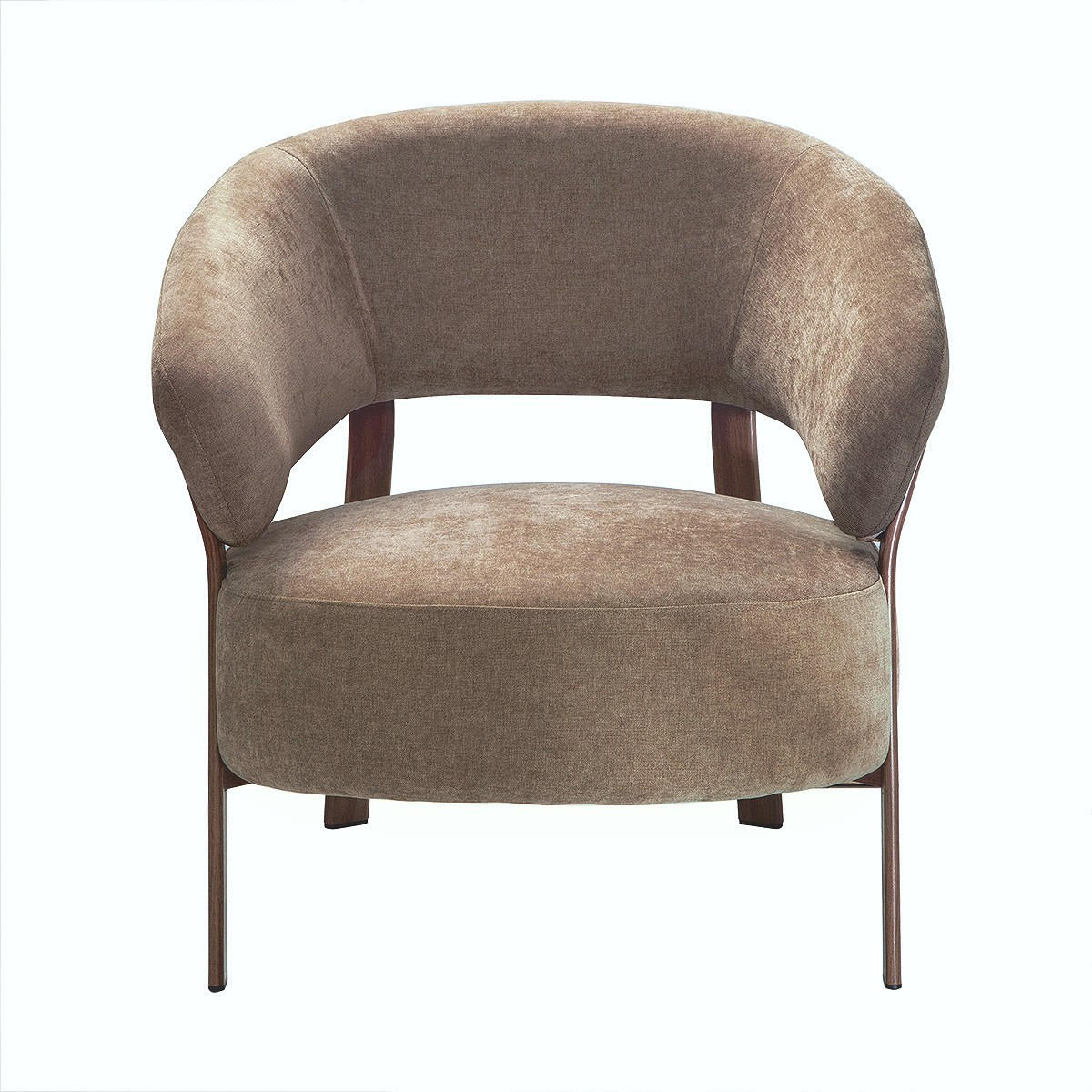 SESSEL aus beigem Stoff mit Metallbeinen in Nussbaumoptik 72/76/78 cm - Beige, Textil (72/76/78cm) - Calicosy