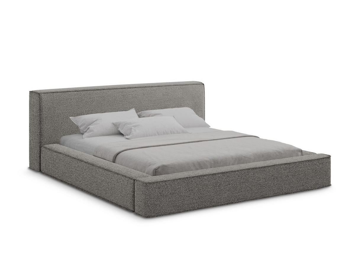 POLSTERBETT mit Bettkasten und Lattenrost 220x240 Grau - Taupe/Schwarz, Kunststoff/Textil (180/200cm) - Makamii