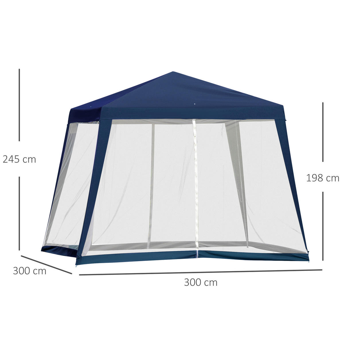 GARTENPAVILLON Metall + Polyester Blau - Blau, Kunststoff/Metall (300/245/300cm) - Outsunny