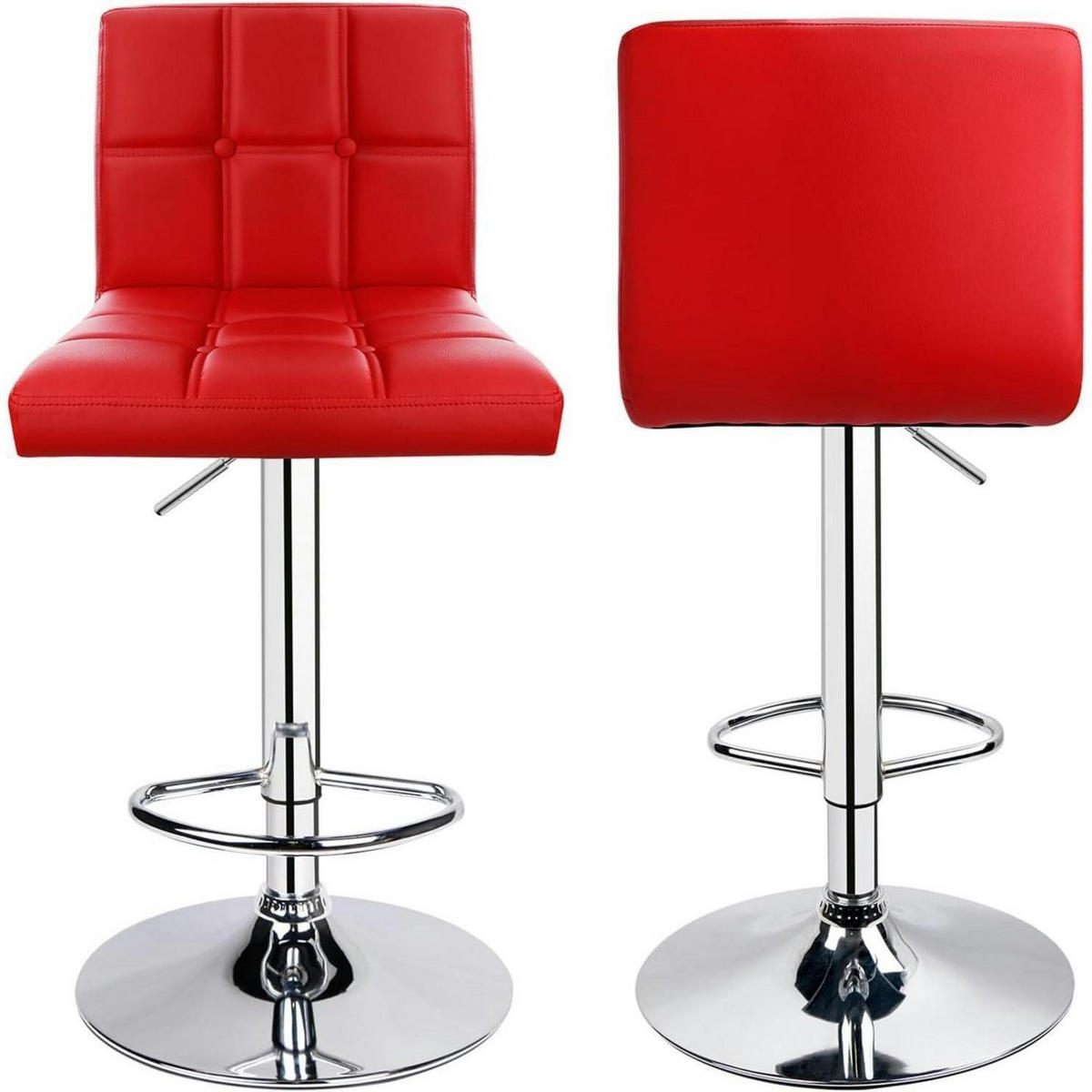 BARHOCKER 2er-Set Kunstleder Rot höhenverstellbar - Rot, Kunststoff (40/112/37cm)