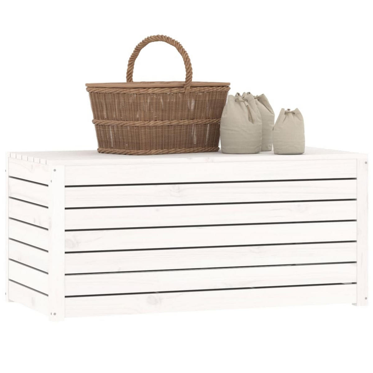 GARTENBOX Weiß 101x50,5x46,5 cm Massivholz Kiefer - Weiß, Holz (101/46.5/50.5cm) - furnicato