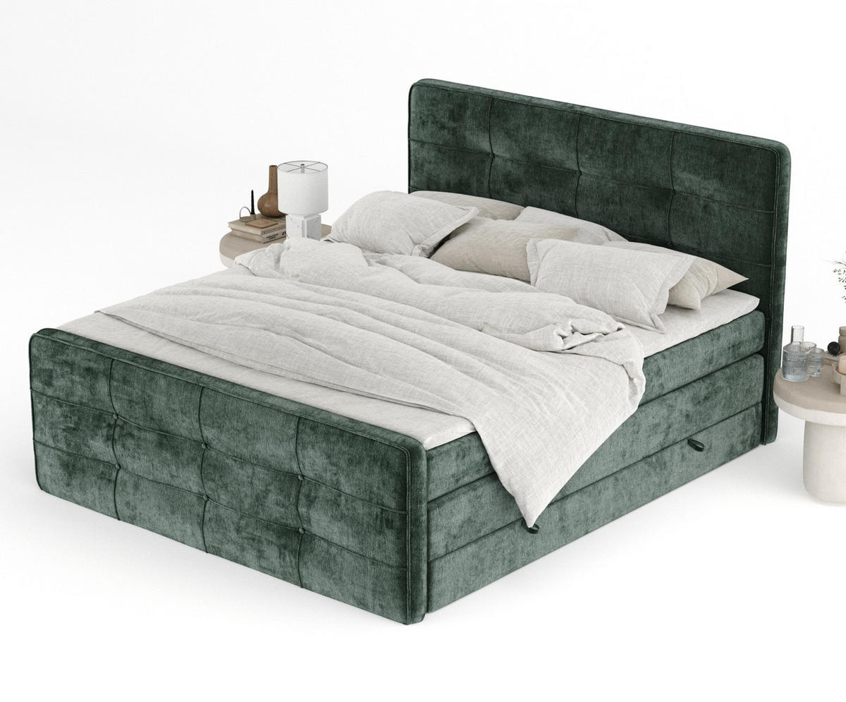 BOXSPRINGBETT Semplice Grün 140/200 cm - Schwarz/Grün, Holz/Holzwerkstoff (140/200cm) - Maison de Reve