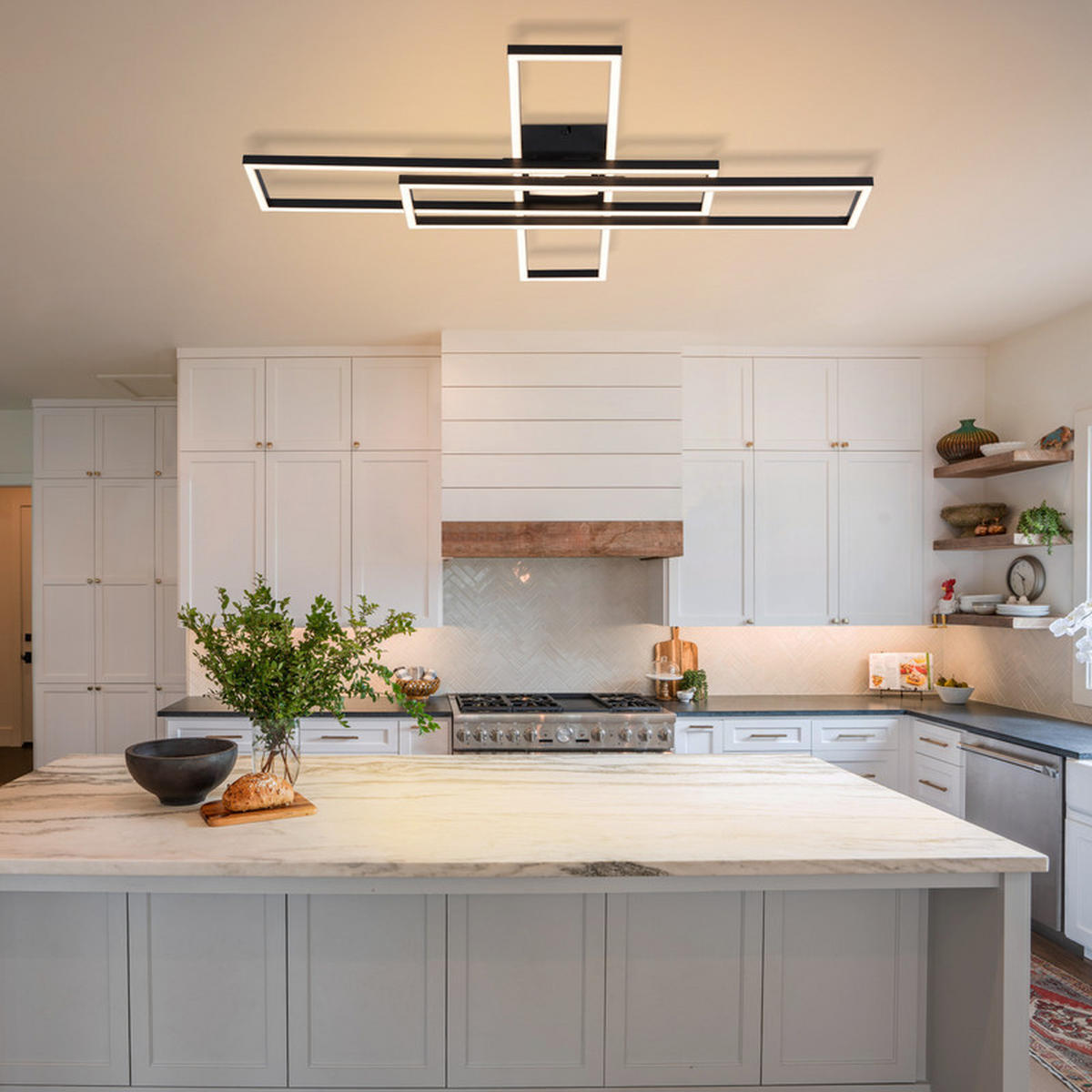 STROPNÍ LED svítidlo BURGESS III 60/80/8 cm - černá, plast (60/80/8cm) - Nettlife
