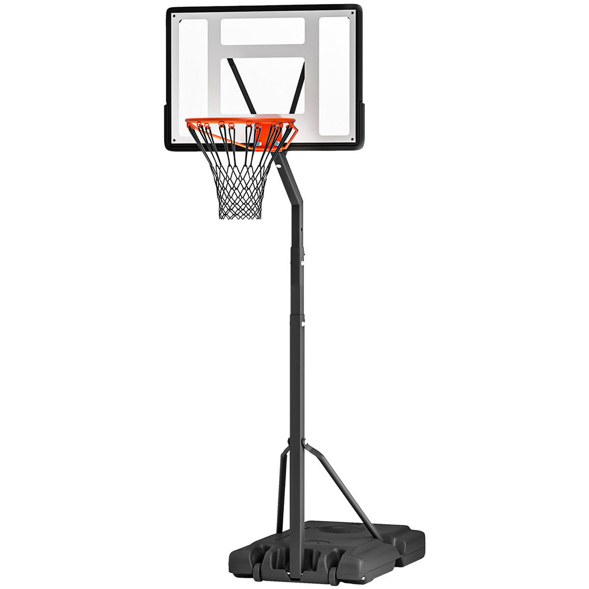 BASKETBALLKORB DE-18510 höhenverstellbar 2,55-3,05 m Schwarz/Weiß - Schwarz, Metall (165/90cm) - ComfortXL