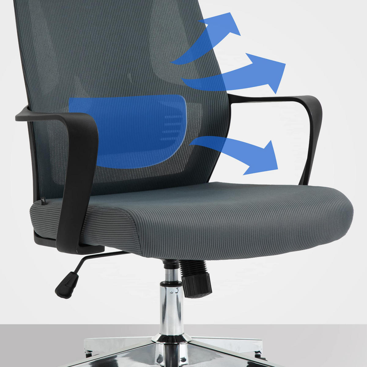 BÜROSTUHL Strix grau - Chromfarben/Grau, Kunststoff/Metall (62.5/128/61cm) - TPFLiving