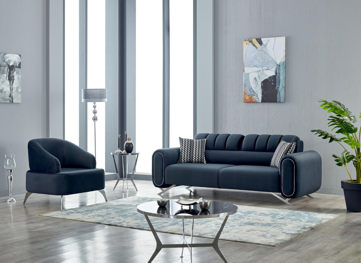 SITZGARNITUR Mulino Anthrazit Stellvariante:3+1 - Anthrazit, Holz (230/88/95cm) - Villa Möbel