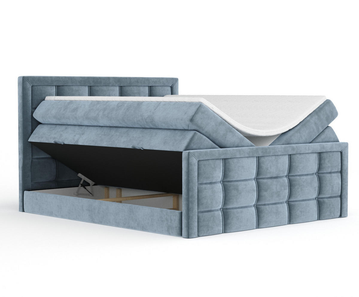 BOXSPRINGBETT Ambrosia Blau Grau 160/200 cm - Blaugrau/Schwarz, Holz/Holzwerkstoff (160/200cm) - Maison de Reve