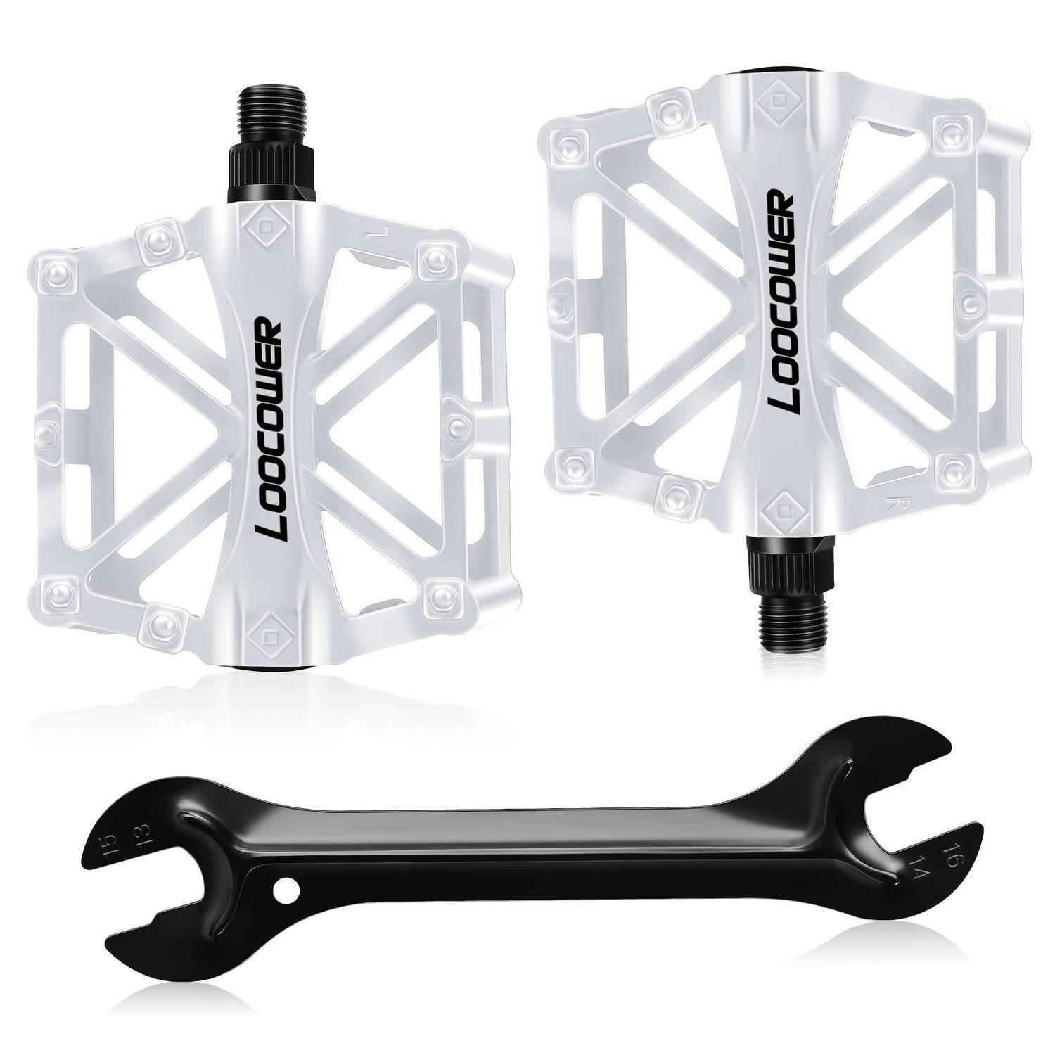 FAHRRADPEDALE Aluminiumlegierung Anti-Rutsch 9/16 Zoll Weiß - Weiß, Metall (9.5/1.5/12cm)