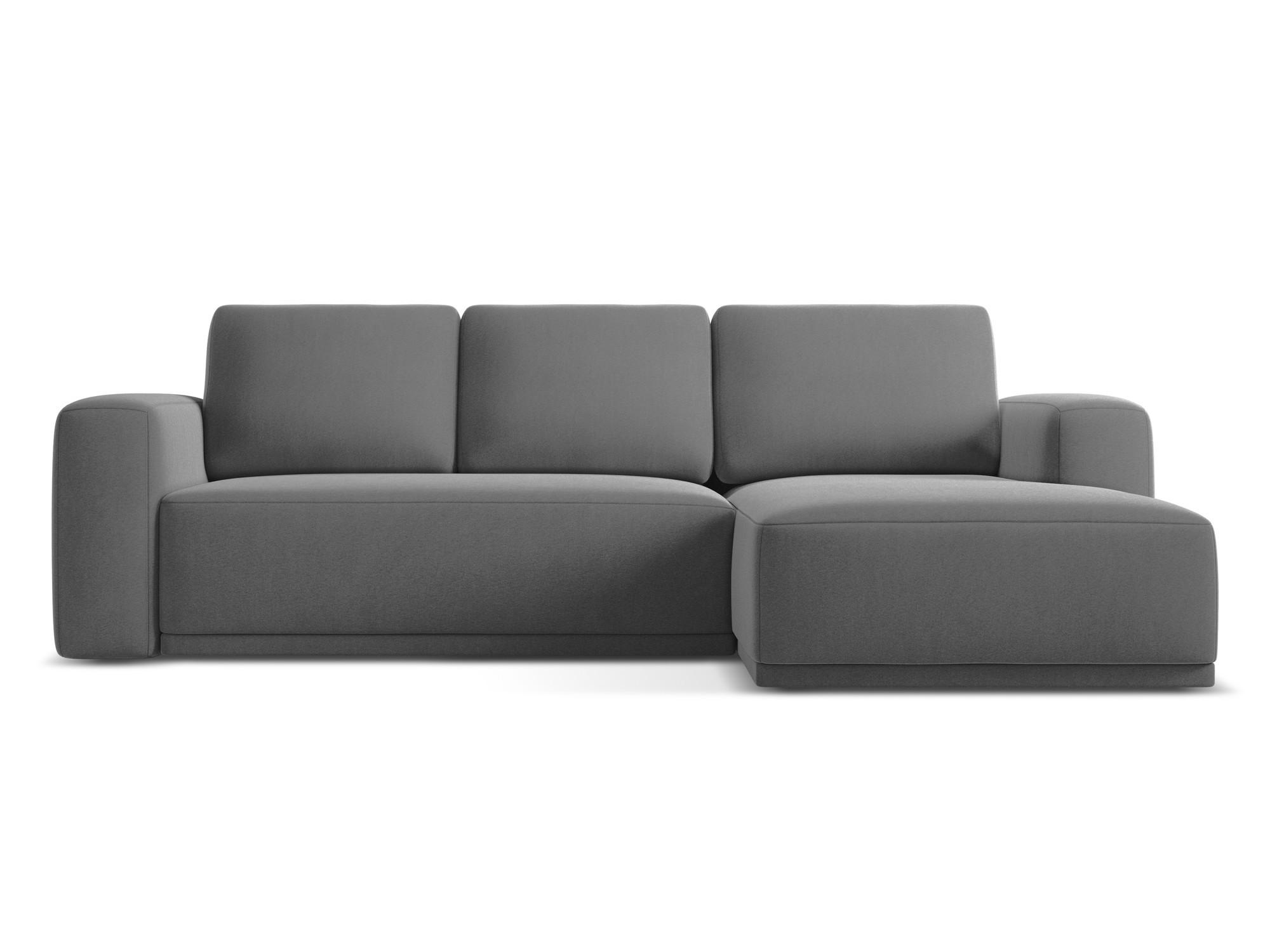 ECKSOFA mit Schlaffunktion Samt Stoff Grau - Schwarz/Grau, Kunststoff/Textil (258/160cm) - Makamii