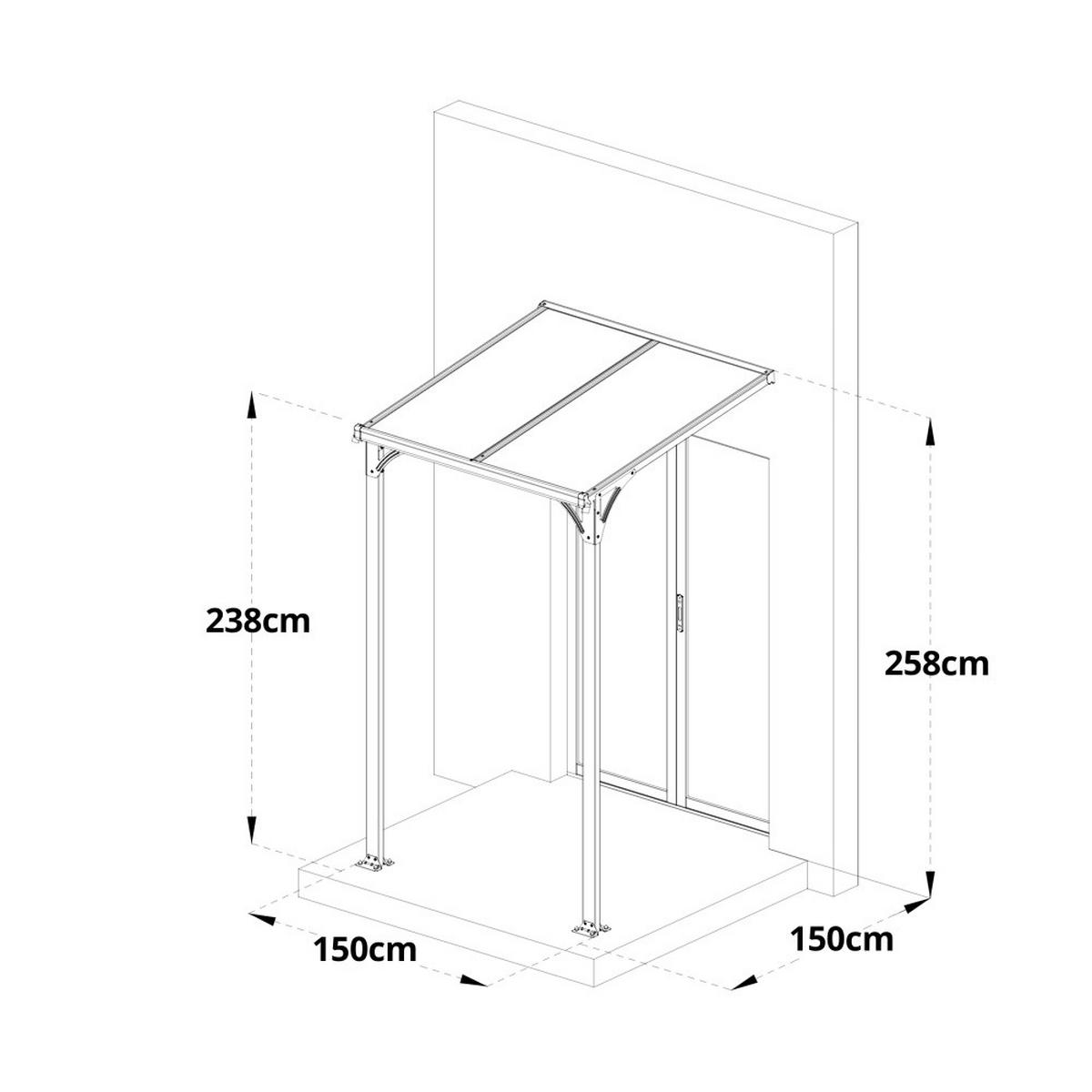 HAUSTÜRVORDACH CUBIS S - S - Anthrazit, Metall (150/258/150cm) - Home Deluxe