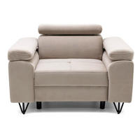 SESSEL JUNIOR mit verstellbare Kopfstütze Velours Beige - Beige/Schwarz, Holz/Textil (116/90/92cm) - Muffo