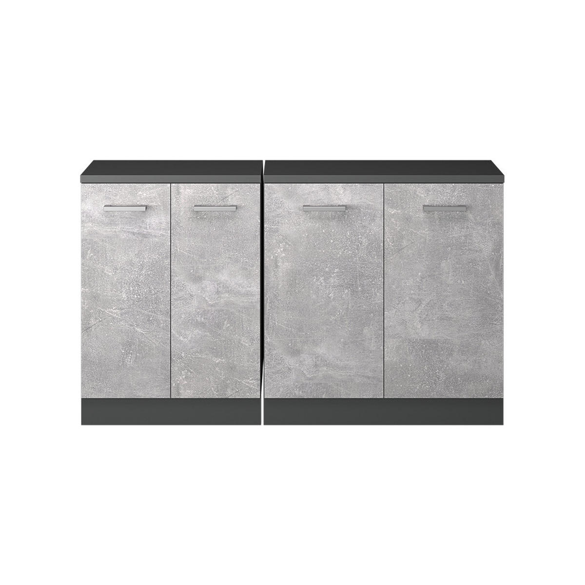 KUHINJSKI ORMAR ZA KOSINE KROVA R-Line Beton 140 cm Set od 2 korpusa ormara, dubina 60 cm - siva/antracit, drvni materijal (140/83.8/60cm) - Vicco