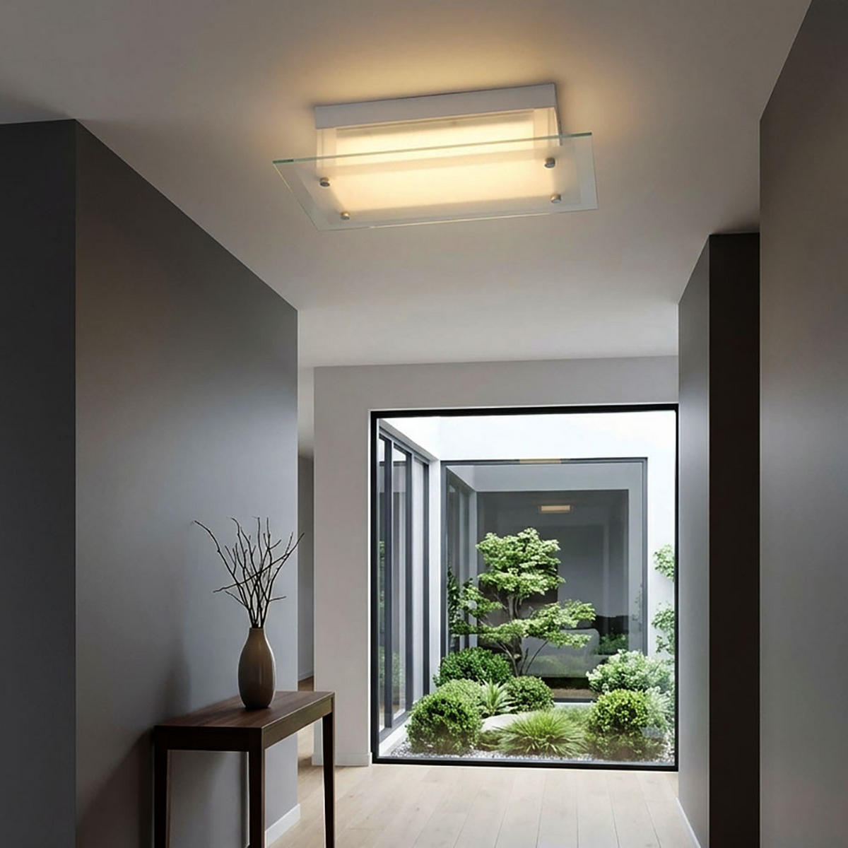 LED DECKENLEUCHTE Metall Glas Klar - Klar, Glas (36/19/10.5cm) - Globo Lighting