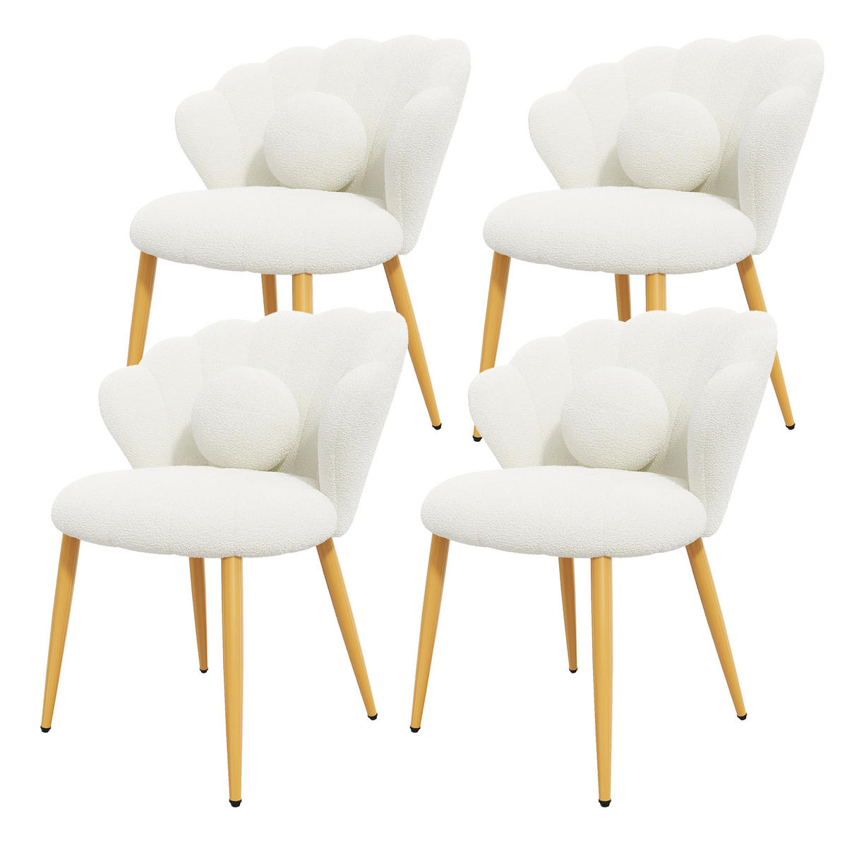 STUHL-SET 4 Stück Muschel-Design, DE-42124, Weiß - Weiß, Holzwerkstoff (62.5/83/60cm) - ComfortXL