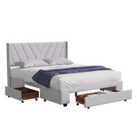 POLSTERBETT 140x200 cm LED Schubladen Stauraum Lattenrost beige - Beige, Holz (140/200cm) - LEBENLANG