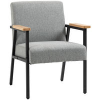 OHRENSESSEL Polstersessel, Relaxsessel mit Leinenoptik, Loungesessel, Grau - Grau, Metall (70/83.5/64.5cm) - HOMCOM